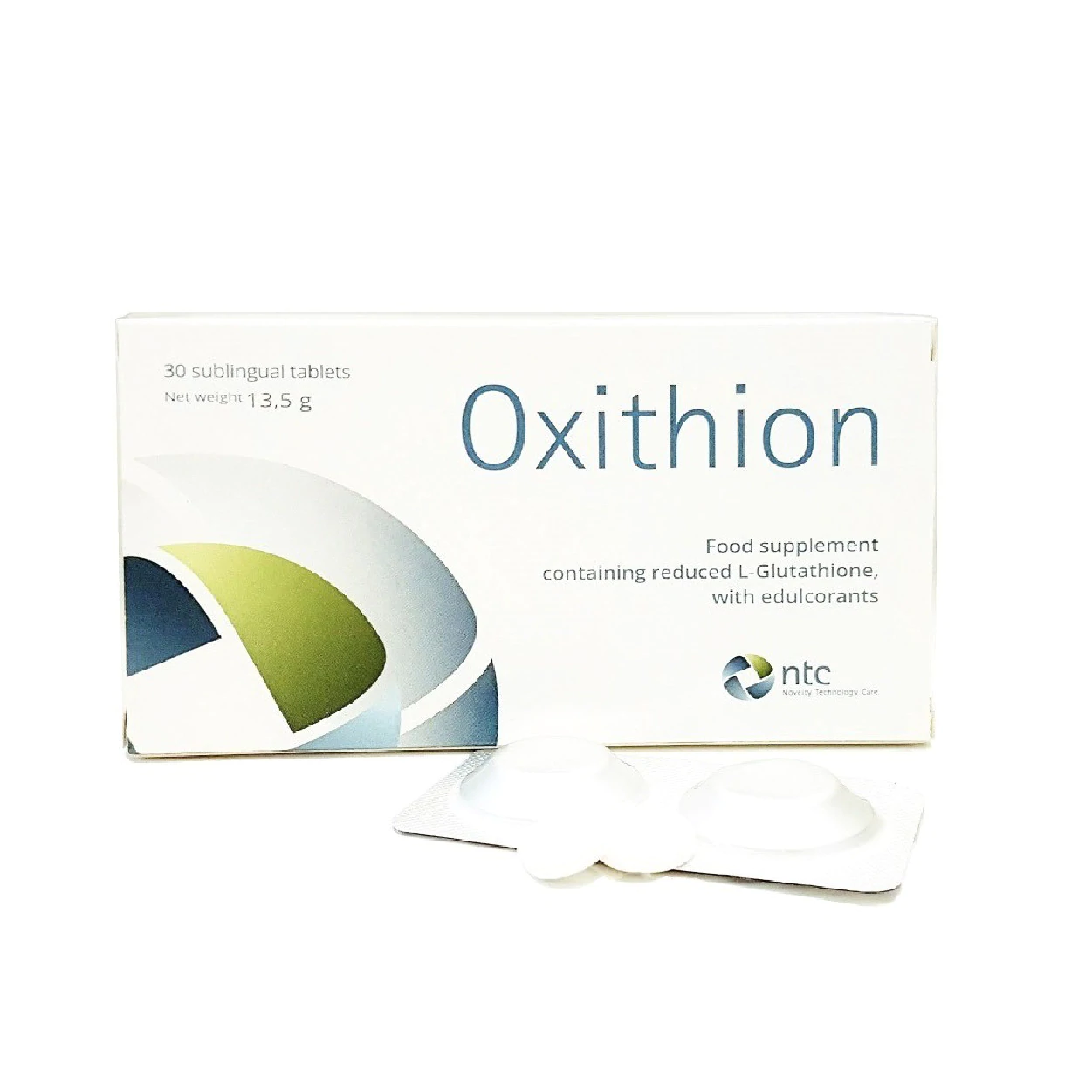 oxithion oral sunscreen supplement box and inner pack with 2 tablets white background