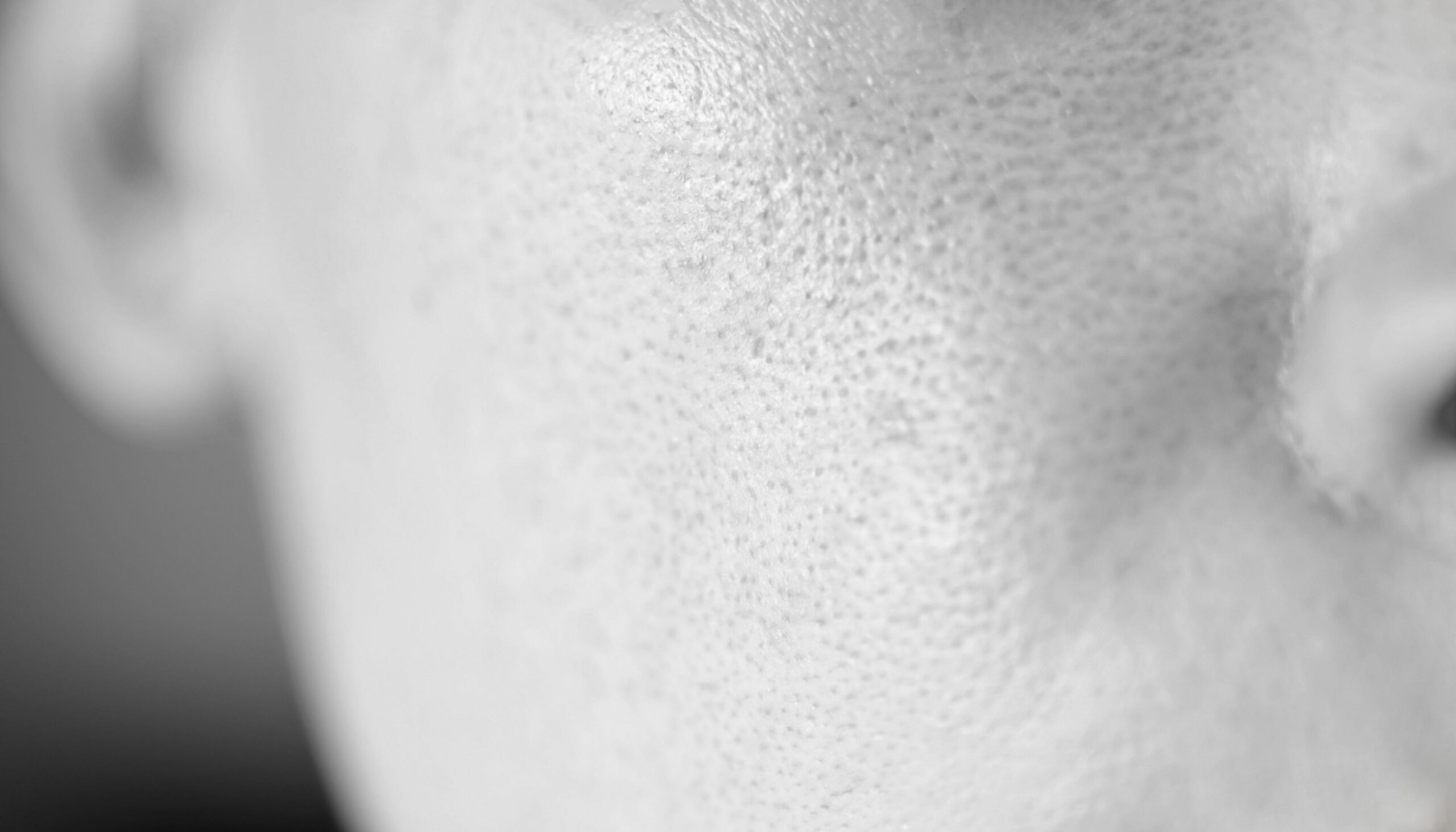 close up of enlarged pores on a woman face monotone
