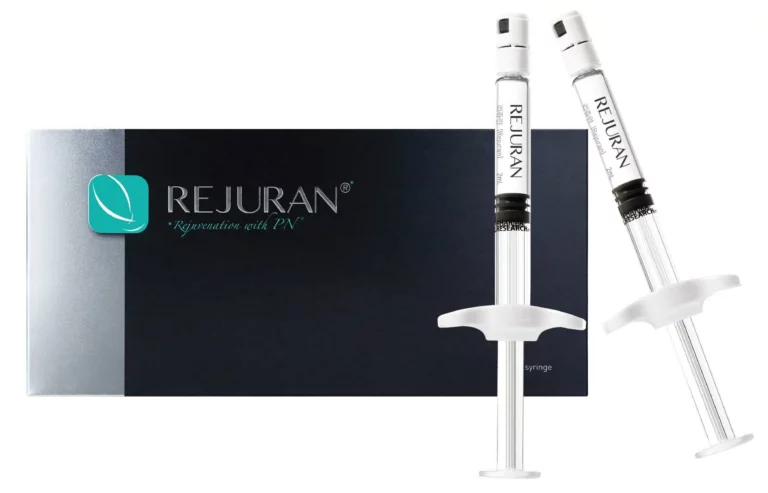 rejuran healer black box and 2 syringes in white background